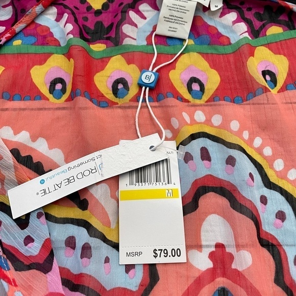 Bleu Rod Beattie Go For Bold Chiffon Caftan Cover Up dress women flowy boho - Picture 4 of 6